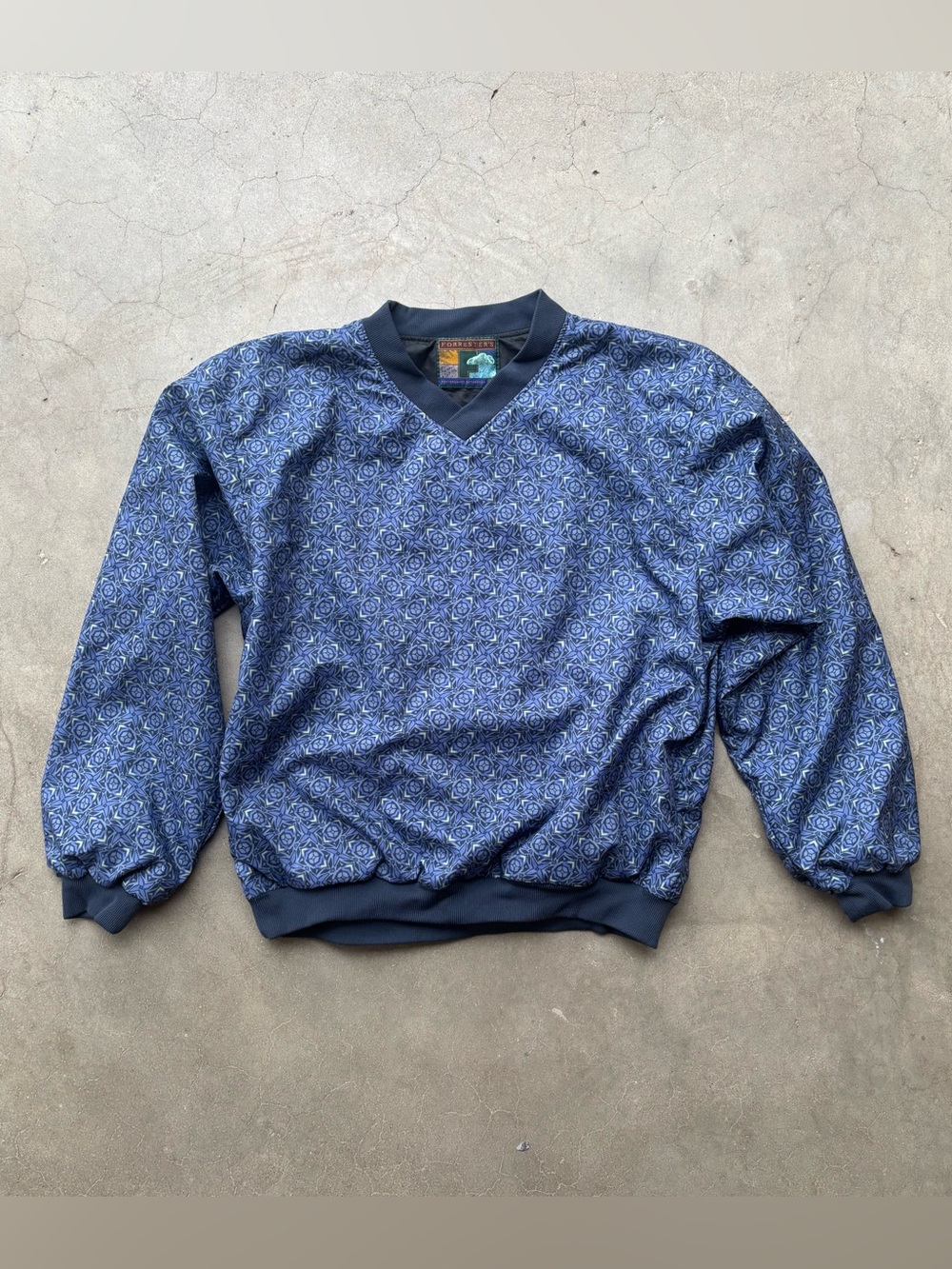 Vintage 90s Forresters Abstract Tile Pattern Pullover Windbreaker Jacket Men’s S
